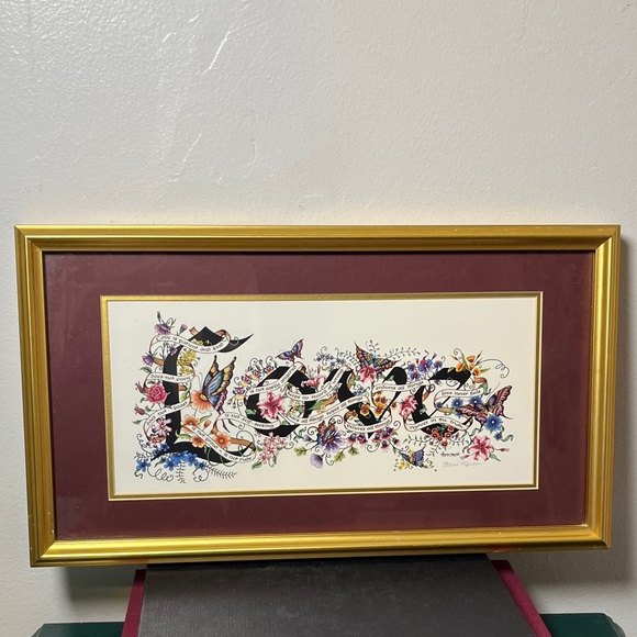 Bible Verse Love Chapter 1 Corinthians 13:4 Stacie Merlo Calligraphy Art Signed - Picture 2 of 9